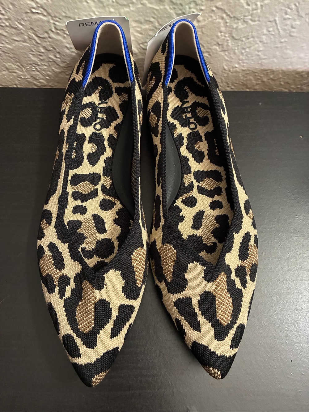 Rothy's Leopard Print Pointed Toe Flats - Beige and Black